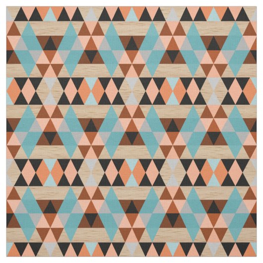 Rustige Diamond Squares Triangles Wood Art Pattern Stof (Swatch)