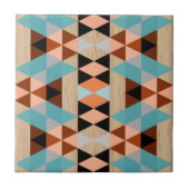 Rustige Diamond Squares Triangles Wood Art Pattern Tegeltje (Voorkant)