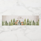 Rustige dieren Hout White Floral Baby shower Waterfles Etiket (Enkel label)