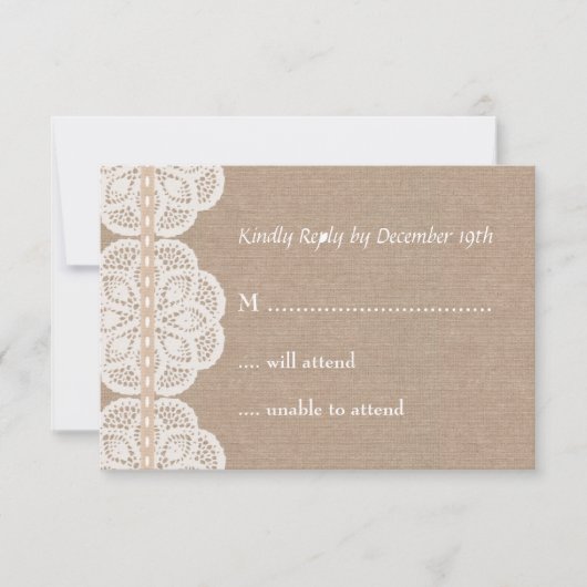 Rustige  Doily Wedding RSVP-kaart RSVP Kaartje (Voorkant)