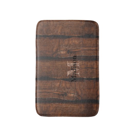 Rustige, donkerbruin, oud hout Monogram Badmat (Voorkant Verticaal)