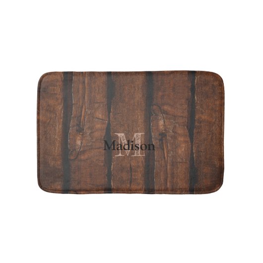 Rustige, donkerbruin, oud hout Monogram Badmat (Voorkant)