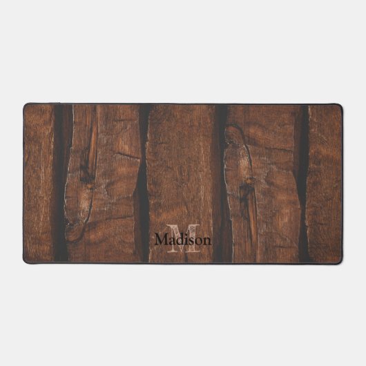 Rustige, donkerbruin, oud hout Monogram Bureaumat (Voorkant)