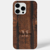 Rustige, donkerbruin, oud hout Monogram Case-Mate iPhone Case (Achterkant)