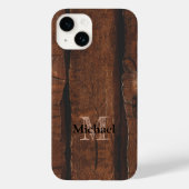 Rustige, donkerbruin, oud hout Monogram Case-Mate iPhone Case (Achterkant)