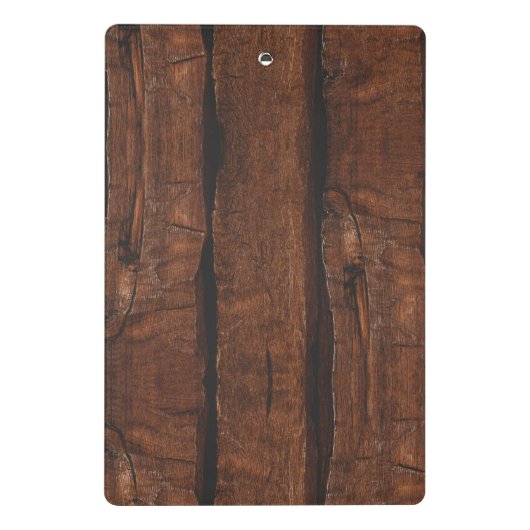 Rustige, donkerbruin, oud hout Monogram Mini Klembord (Achterkant)