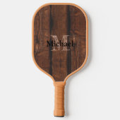 Rustige, donkerbruin, oud hout Monogram Pickleball Paddle (Achterkant)