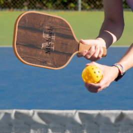 Rustige, donkerbruin, oud hout Monogram Pickleball Paddle