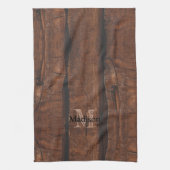 Rustige, donkerbruin, oud hout Monogram Theedoek (Verticaal)
