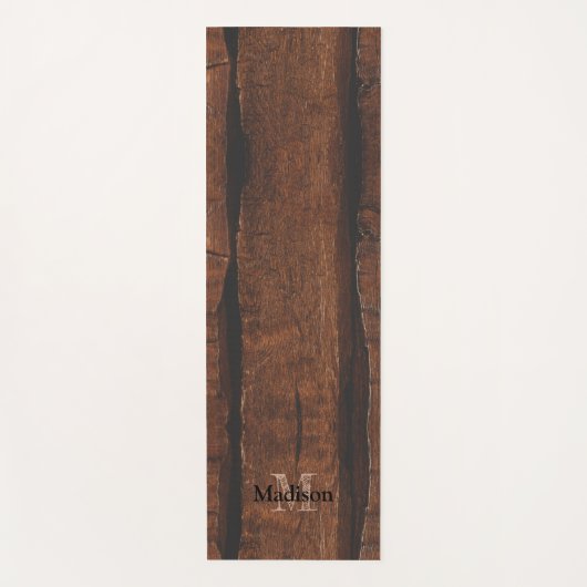 Rustige, donkerbruin, oud hout Monogram Yogamat (Voorkant)