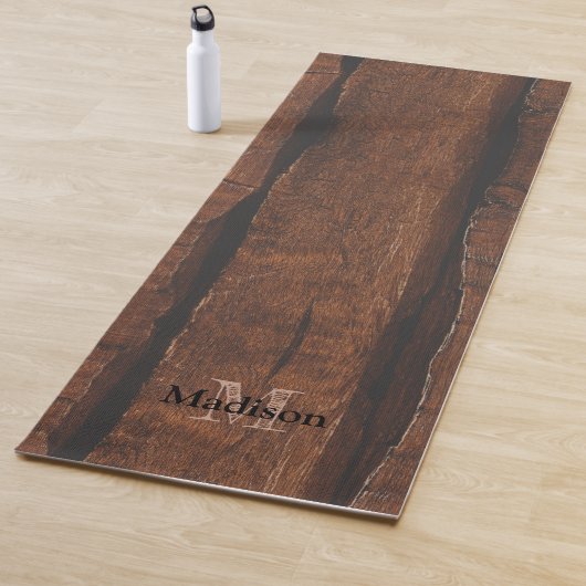 Rustige, donkerbruin, oud hout Monogram Yogamat (In situ)