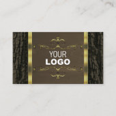 Rustige donkerbruine boomschors Goud Grens Logo Visitekaartje (Voorkant)