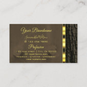 Rustige donkerbruine boomschors Goud Grens Logo Visitekaartje (Achterkant)