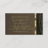 Rustige donkerbruine boomschors gouden randmonogra visitekaartje (Achterkant)