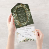 Rustige donkerbruine gouden olievlekken bruiloft all in one uitnodiging (Afscheurbaar)