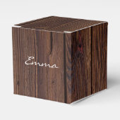 Rustige, donkerbruine houten flank landstijl bedankdoosjes (Voorkant Zijde)
