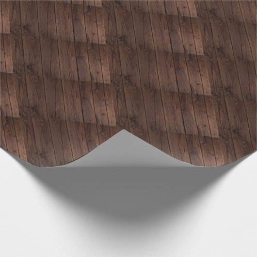 Rustige, donkerbruine houten flank landstijl cadeaupapier (Hoek)