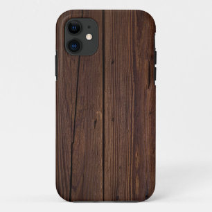 Rustige, donkerbruine houten flank landstijl iPhone 11 hoesje