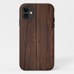 Rustige, donkerbruine houten flank landstijl iPhone 11 hoesje