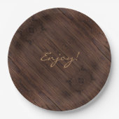 Rustige, donkerbruine houten flank landstijl papieren bordje (Voorkant)