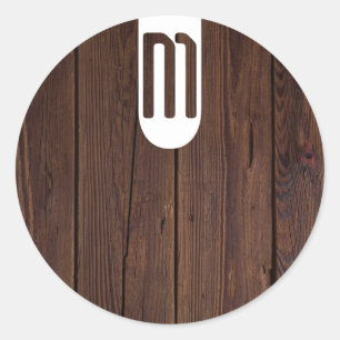 Rustige, donkerbruine houten flank landstijl ronde sticker