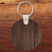 Rustige, donkerbruine houten flank landstijl sleutelhanger (Voorkant)
