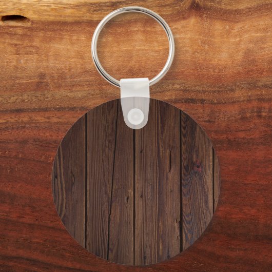 Rustige, donkerbruine houten flank landstijl sleutelhanger (Voorkant)