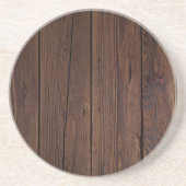 Rustige, donkerbruine houten flank landstijl zandsteen onderzetter (Voorkant)