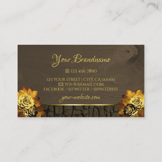 Rustige, donkerbruine houten korrels - Bark Monogr Visitekaartje (Achterkant)