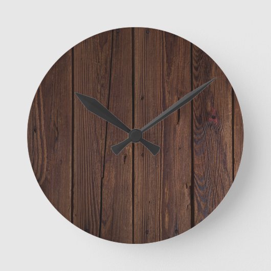 Rustige, donkerbruine houten stek landstijl ronde klok (Voorkant)