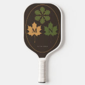 Rustige donkerbruine olijfgroene herfsttrouw pickleball paddle (Achterkant)