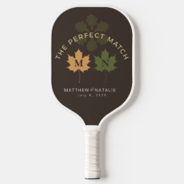 Rustige donkerbruine olijfgroene herfsttrouw pickleball paddle