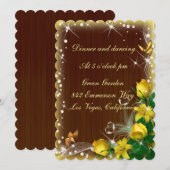 Rustige donkere houten geelbruine huwelijksrecepti kaart (Voorkant / Achterkant)