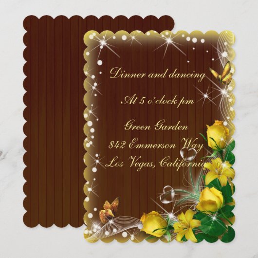 Rustige donkere houten geelbruine huwelijksrecepti kaart (Voorkant / Achterkant)