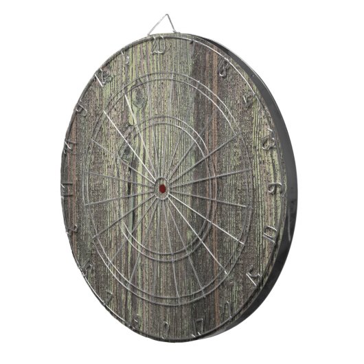 Rustige, donkere, weetherde houten achtergrond dartbord (Voorkant Rechts)