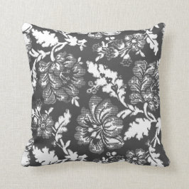 Rustige , donkergrijze Floral print Kussen