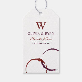 Rustige donkerrode wijnvlek Monogram gunst Cadeaulabel