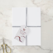 Rustige donkerrode wijnvlek Monogram gunst Cadeaulabel (Met Touw)