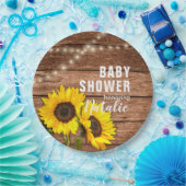 Rustige, donkerrode zonnebloempjes Baby shower Papieren Bordje (Feest)