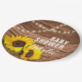 Rustige, donkerrode zonnebloempjes Baby shower Papieren Bordje (Gekanteld)