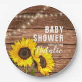 Rustige, donkerrode zonnebloempjes Baby shower Papieren Bordje (Voorkant)