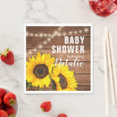 Rustige, donkerrode zonnebloempjes Baby shower Servet (Insitu)