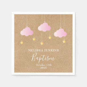 Rustige Doop Pink Wolken Gouden Sterren Servet