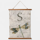 Rustige  dragonfly-monogram hangend wandkleed (Voorkant)
