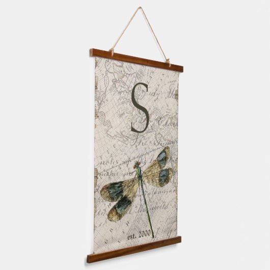 Rustige  dragonfly-monogram hangend wandkleed (Gebogen)