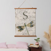 Rustige  dragonfly-monogram hangend wandkleed (Slaapkamer)