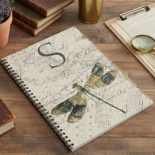 Rustige  dragonfly-monogram notitieboek