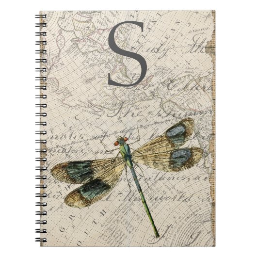 Rustige dragonfly-monogram notitieboek (Voorkant)