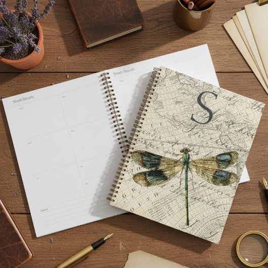 Rustige  dragonfly-monogram planner