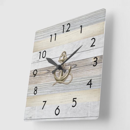 Rustige Driftwood Anchor Square wandklok (Hoek)